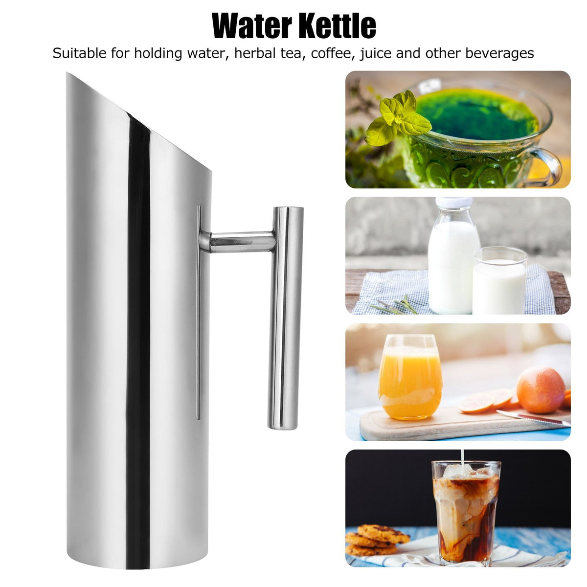 Water Kettle Stainless Steel Teapot Coffee Juice Pot Drinkware for Home Bar Restaurant1.5L