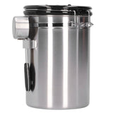 Coffee Bean Container with Exhaust Valve Tea Leaf Storage Canister for Kitchen Use(Silver Spoon 1.8L (Filled 750g Coffee Bean)) - Front View