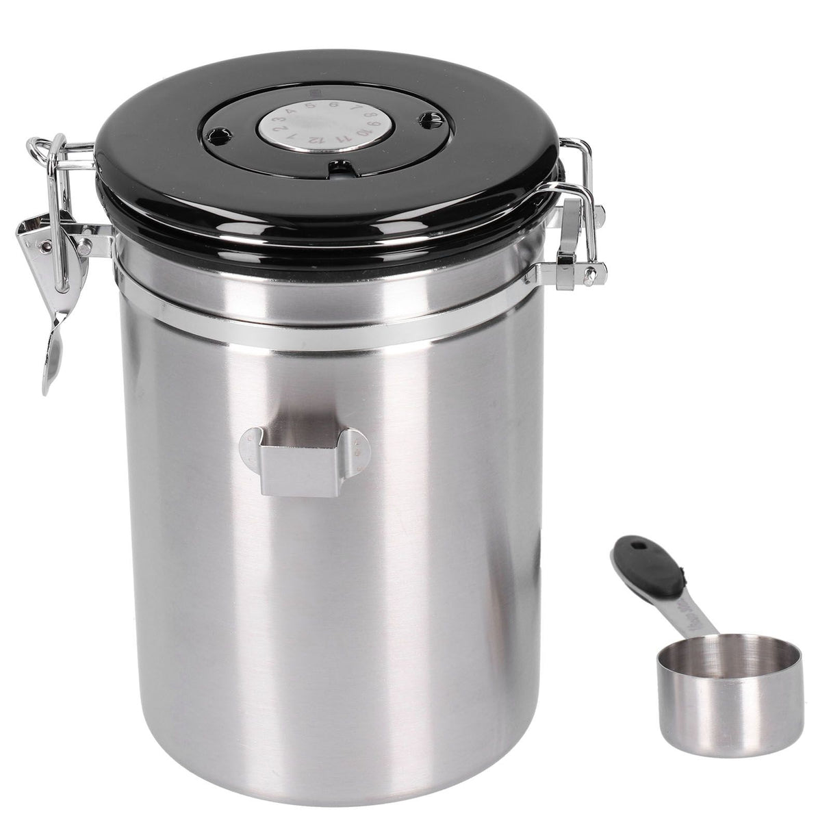 Coffee Bean Container with Exhaust Valve Tea Leaf Storage Canister for Kitchen Use(Silver Spoon 1.8L (Filled 750g Coffee Bean))