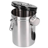 Coffee Bean Container with Exhaust Valve Tea Leaf Storage Canister for Kitchen Use(Silver Spoon 1.8L (Filled 750g Coffee Bean)) - Low Angle