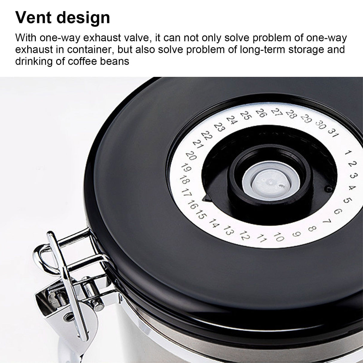 Coffee Bean Container with Exhaust Valve Tea Leaf Storage Canister for Kitchen Use(Silver Spoon 1.8L (Filled 750g Coffee Bean))