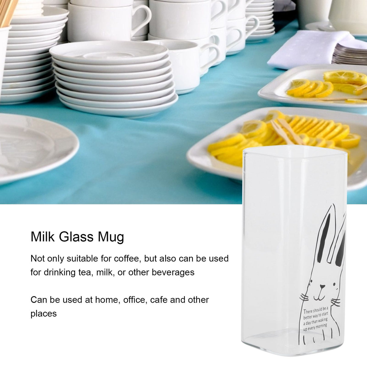 400ml Printed Pattern Milk Glass Mugs Tea Coffee Breakfast Milk Glass Cup DrinkwareRabbit