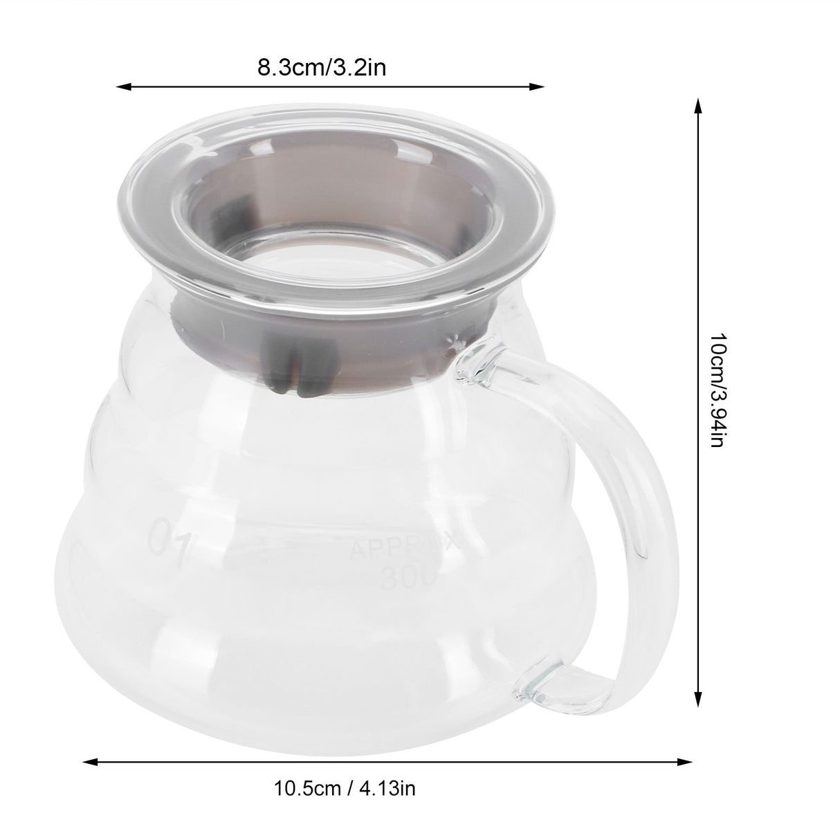 Glass Coffee Server Professional Glass Coffee Carafe Coffee Pot for Bar Kitchen Counter300ml