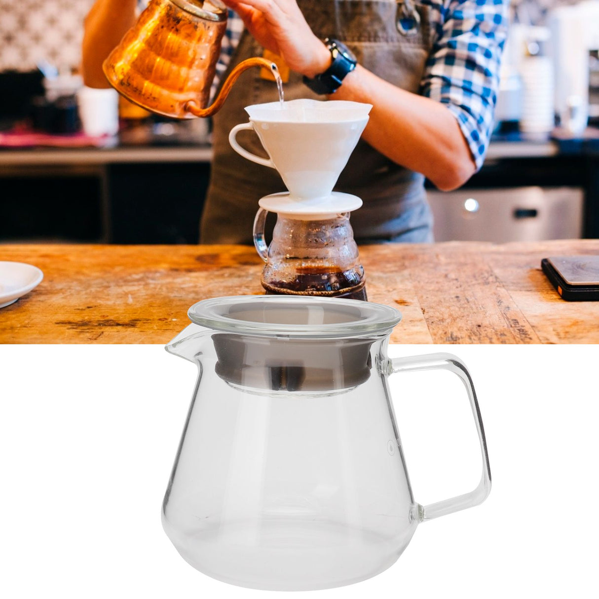 Glass Pour Over Coffee Maker Coffee Pot Kettle for Home Office Cafe Shop Supplies300ml