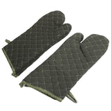 Baking Gloves Green Cotton Thick Heat Resistant Gloves for Electric Oven Kitchen Accessory - Side View