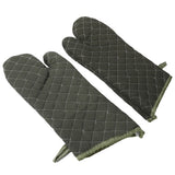 Baking Gloves Green Cotton Thick Heat Resistant Gloves for Electric Oven Kitchen Accessory - Rear View