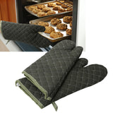 Baking Gloves Green Cotton Thick Heat Resistant Gloves for Electric Oven Kitchen Accessory