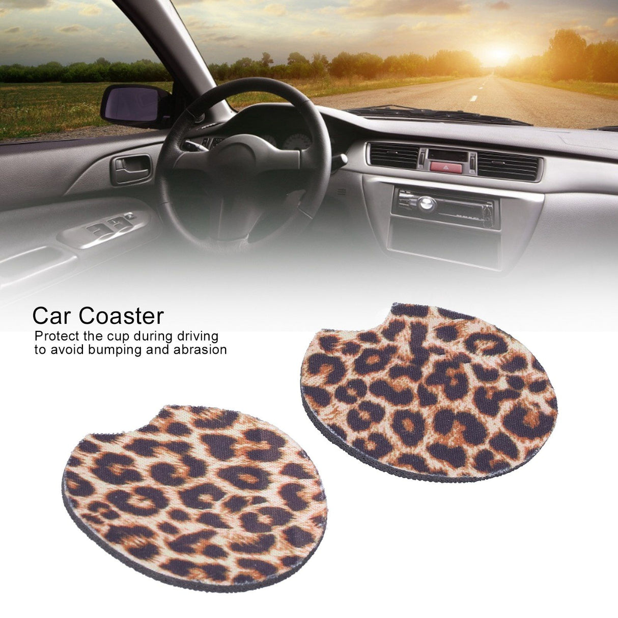 2Pcs Teacup Mat Waterproof Non Slip Car Coaster Neoprene Printed Cup Pad Protector