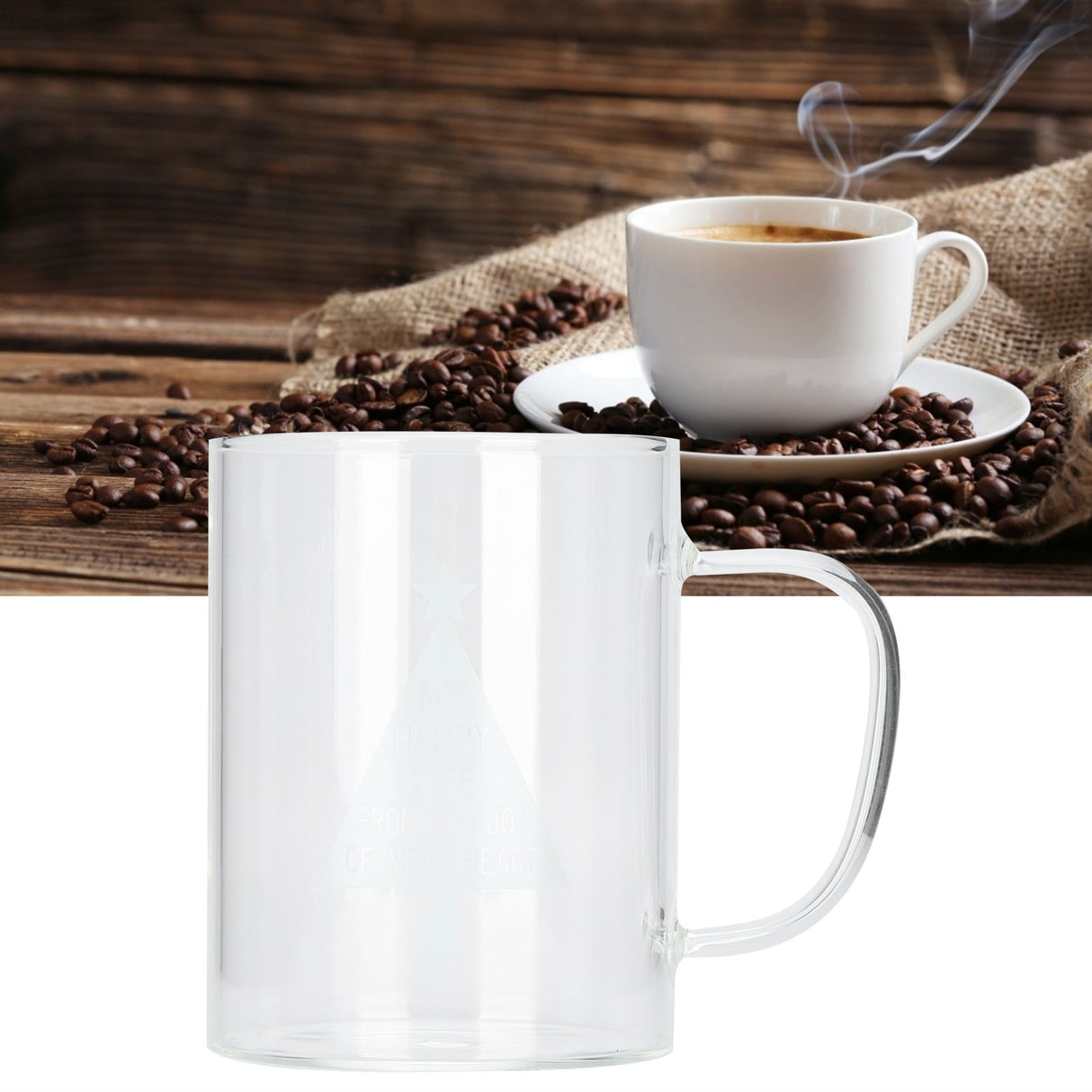 350ml Transparent Milk Cup Coffee Mug Tea Glass Drinkware with Handle for Kitchen SuppliesPine