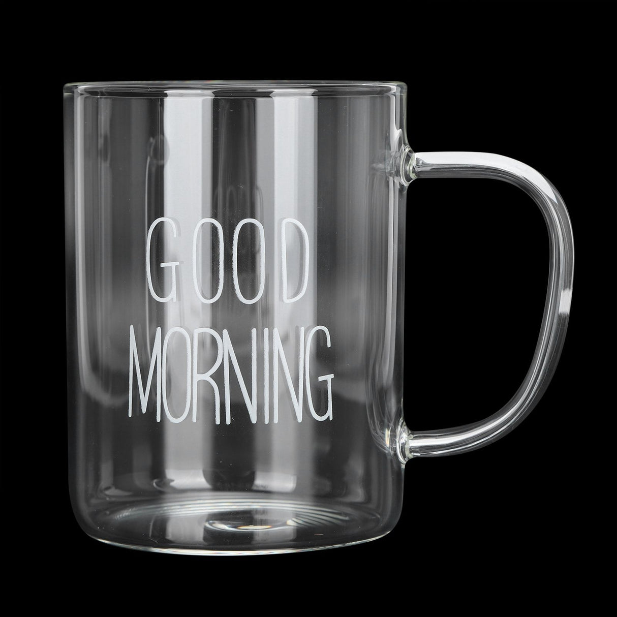 350ML Transparent Milk Coffee Mug with Handle Glass Water Cup Drinkware Kitchen UtensilWhite Letter