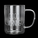 350ML Transparent Milk Coffee Mug with Handle Glass Water Cup Drinkware Kitchen UtensilWhite Letter - Extra Image