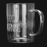 350ML Transparent Milk Coffee Mug with Handle Glass Water Cup Drinkware Kitchen UtensilWhite Letter