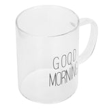 350ML Transparent Milk Coffee Mug with Handle Glass Water Cup Drinkware Kitchen UtensilBlack Letter - Top-Down View