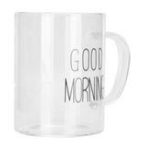 350ML Transparent Milk Coffee Mug with Handle Glass Water Cup Drinkware Kitchen UtensilBlack Letter
