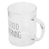 350ML Transparent Milk Coffee Mug with Handle Glass Water Cup Drinkware Kitchen UtensilBlack Letter