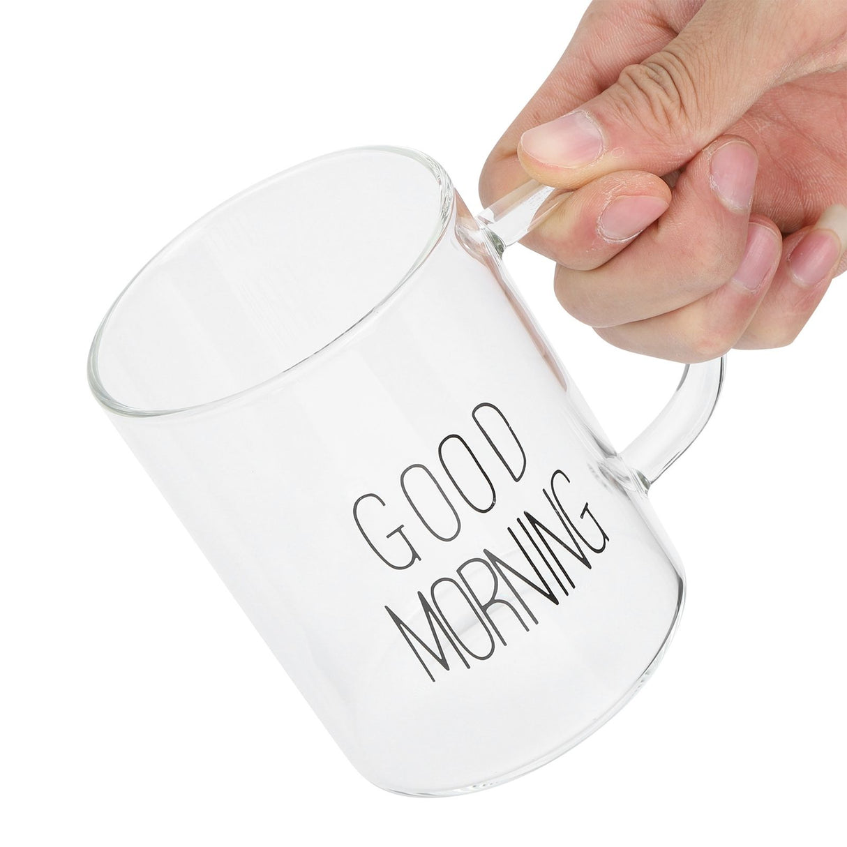 350ML Transparent Milk Coffee Mug with Handle Glass Water Cup Drinkware Kitchen UtensilBlack Letter