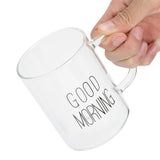 350ML Transparent Milk Coffee Mug with Handle Glass Water Cup Drinkware Kitchen UtensilBlack Letter