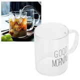 350ML Transparent Milk Coffee Mug with Handle Glass Water Cup Drinkware Kitchen UtensilBlack Letter