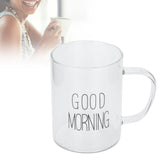 350ML Transparent Milk Coffee Mug with Handle Glass Water Cup Drinkware Kitchen UtensilBlack Letter