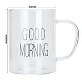 350ML Transparent Milk Coffee Mug with Handle Glass Water Cup Drinkware Kitchen UtensilBlack Letter