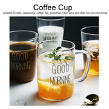 350ML Transparent Milk Coffee Mug with Handle Glass Water Cup Drinkware Kitchen UtensilBlack Letter