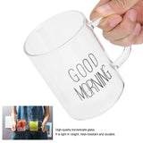 350ML Transparent Milk Coffee Mug with Handle Glass Water Cup Drinkware Kitchen UtensilBlack Letter - Extra Image