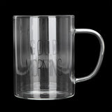 350ML Transparent Milk Coffee Mug with Handle Glass Water Cup Drinkware Kitchen UtensilBlack Letter - Extra Image