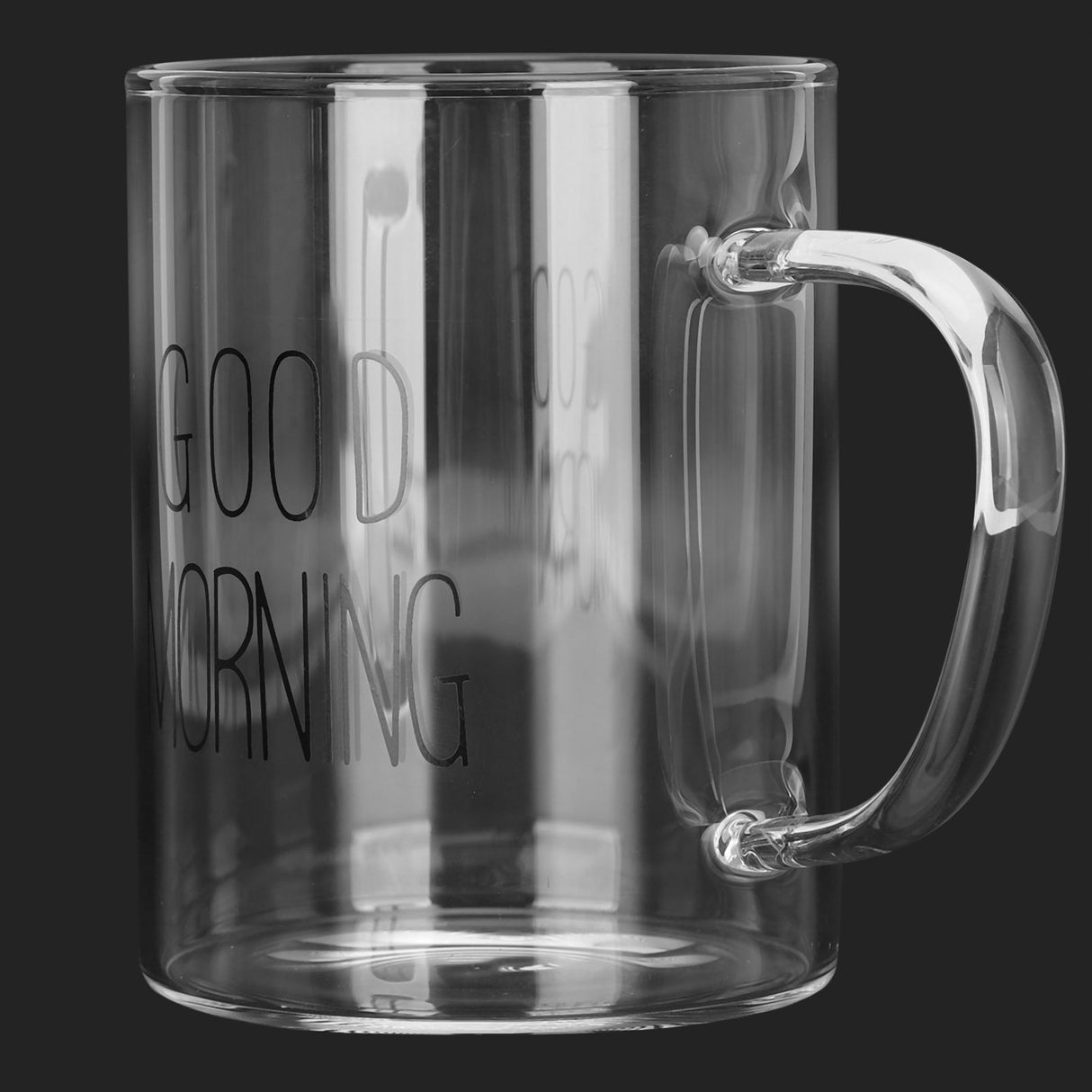 350ML Transparent Milk Coffee Mug with Handle Glass Water Cup Drinkware Kitchen UtensilBlack Letter