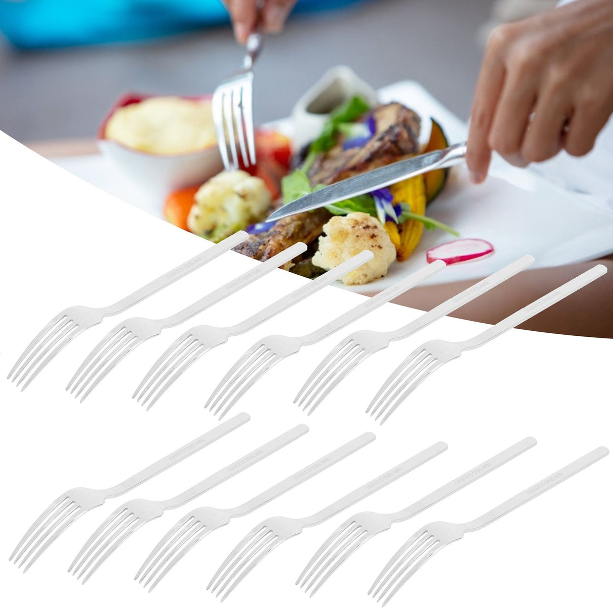12Pcs 316 Stainless Steel Fork Dinner Fork Set Supplies for Kitchen Dining Room Daily Use
