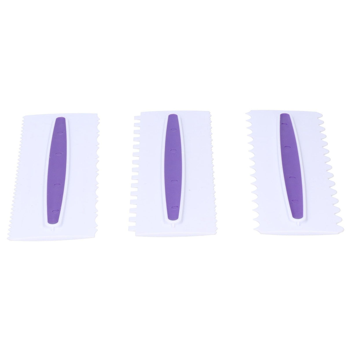 3Pcs Cake Icing Spatula Frosting Scraper Comb Edge Smoothing Decorating Tool Plastic