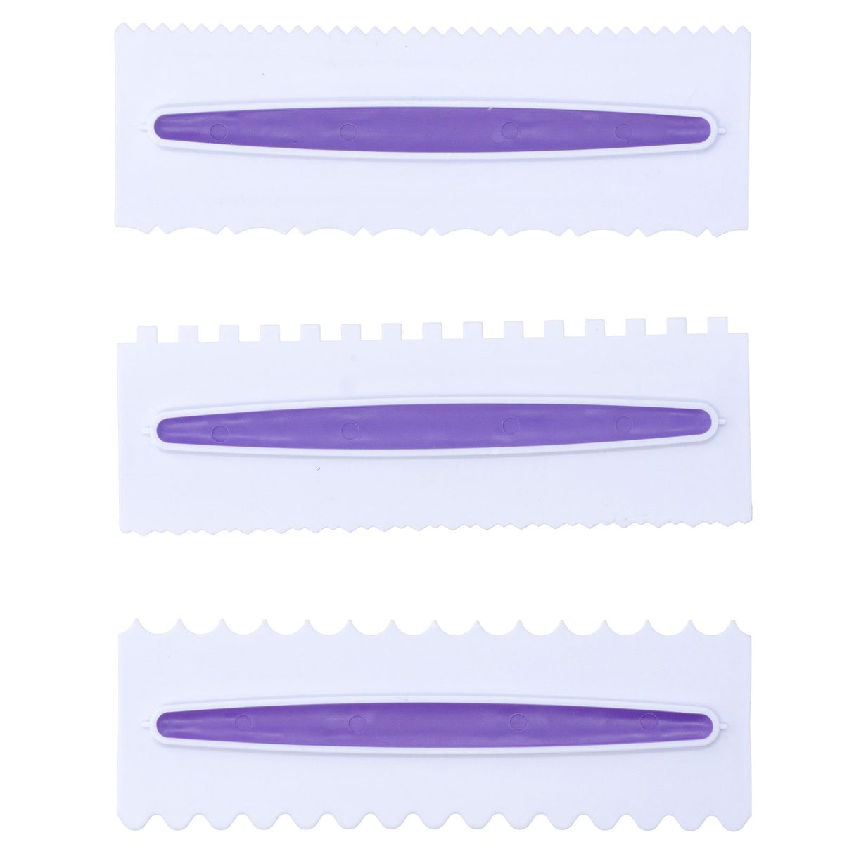 3Pcs Cake Icing Spatula Frosting Scraper Comb Edge Smoothing Decorating Tool Plastic