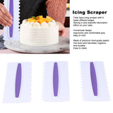 3Pcs Cake Icing Spatula Frosting Scraper Comb Edge Smoothing Decorating Tool Plastic