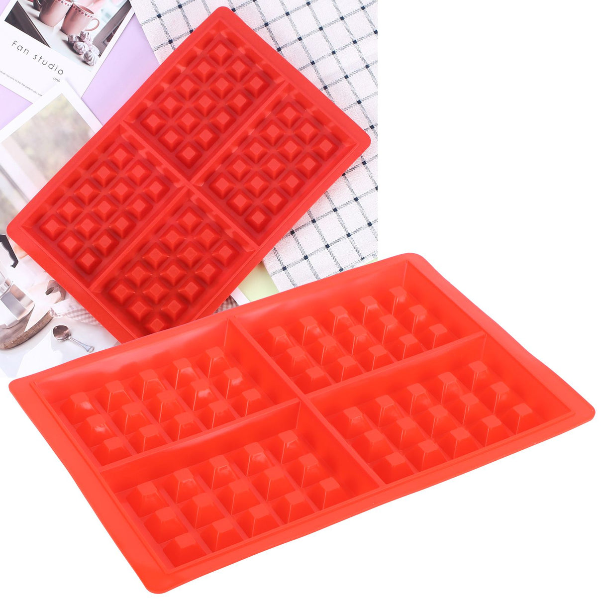 DIY Waffle Mold Reusable Silicone Muffin Cake Mould Baking Utensil Kitchen Accessory4‑Grid Rectangular