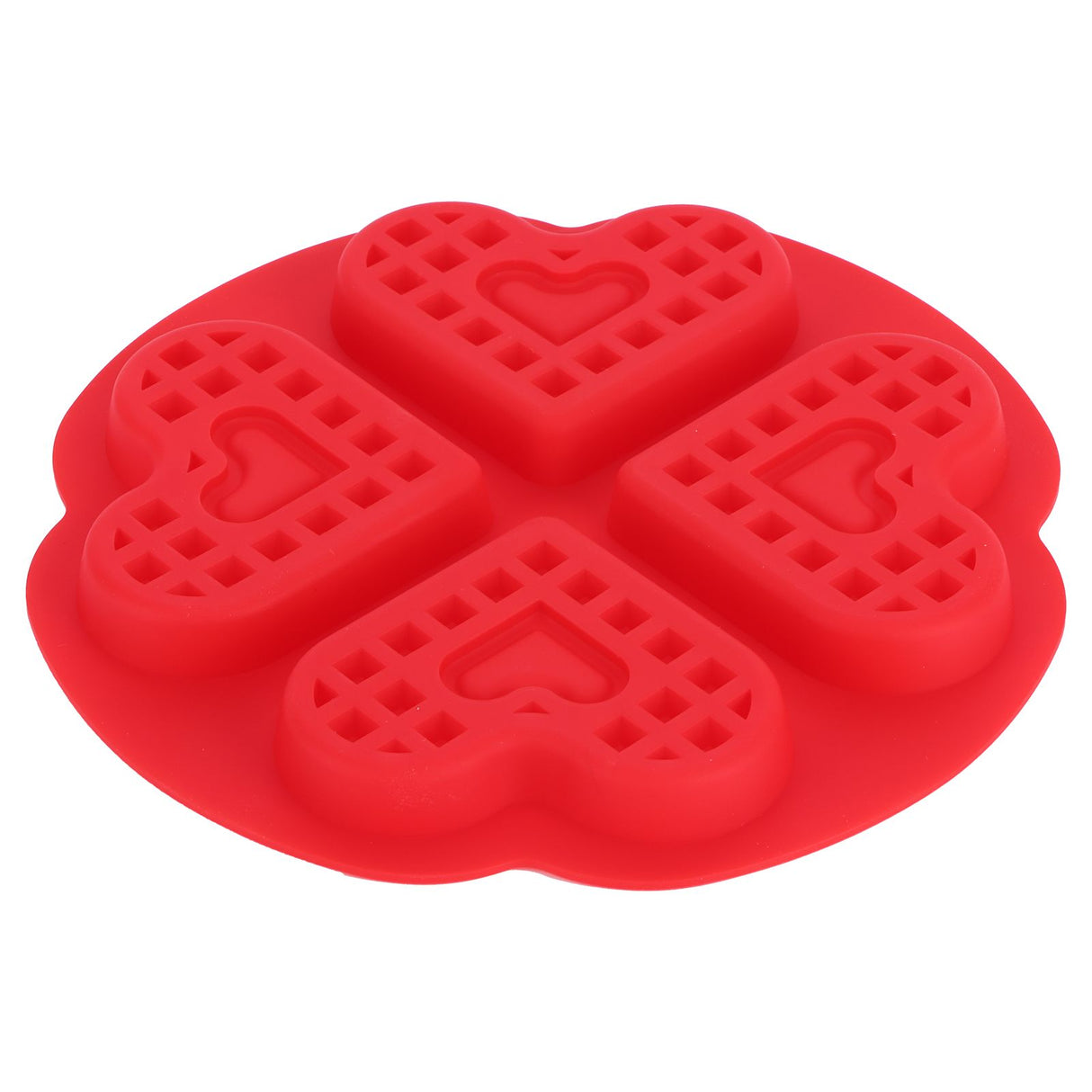 DIY Waffle Mold Reusable Silicone Muffin Cake Mould Baking Utensil Kitchen Accessory(4Grid HeartShape )