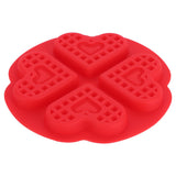 DIY Waffle Mold Reusable Silicone Muffin Cake Mould Baking Utensil Kitchen Accessory(4Grid HeartShape )