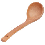 Soup Wooden Spoon with Hanging Hole Long Handle Lightweight 27.5x7.5cm/10.8x2.9in - 45-Degree Angle