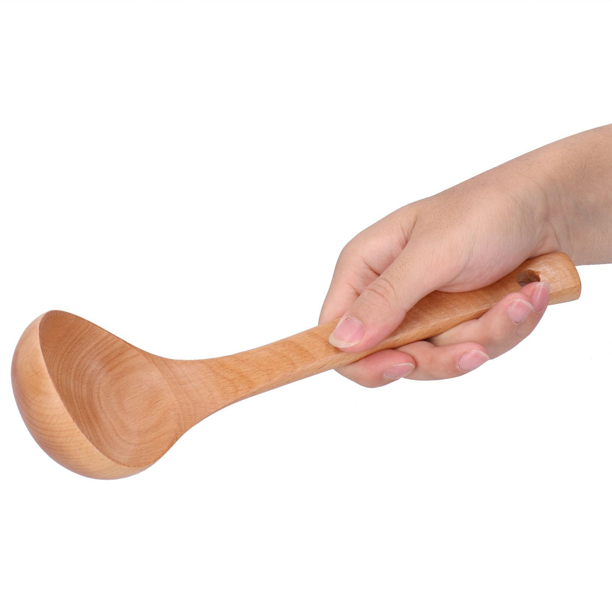 Soup Wooden Spoon with Hanging Hole Long Handle Lightweight 27.5x7.5cm/10.8x2.9in