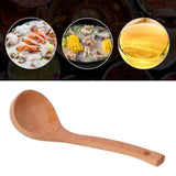Soup Wooden Spoon with Hanging Hole Long Handle Lightweight 27.5x7.5cm/10.8x2.9in - Extra Image