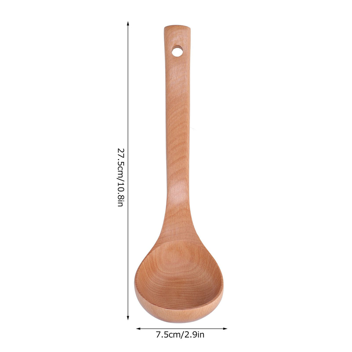 Soup Wooden Spoon with Hanging Hole Long Handle Lightweight 27.5x7.5cm/10.8x2.9in