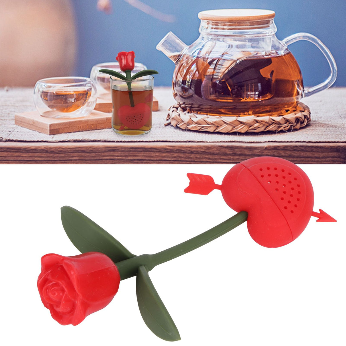 Rose Shaped Tea Strainer Silicone Loose Leaf Tea Infuser Filter Gift for Home Office Supplies