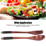 Japanese Style Cutlery Set Wooden Spoon Fork Soup Teaspoon Kitchen Cooking Utensil Tools - Extra Image