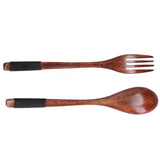 Japanese Style Cutlery Set Wooden Spoon Fork Soup Teaspoon Kitchen Cooking Utensil Tools