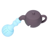 Silicone Tea Infuser Multifunction Teapot Shape Tea Leaf Strainer Filter Brown Sky Blue - Rear View