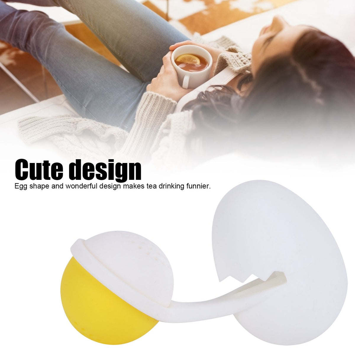Cute Egg Shape Tea Infuser Strainer Silicone Tea Bag Loose Leaf Filter Kitchen Gadget