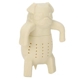 Cute Dog Shape Tea Strainer Silicone Tea Leaf Infuser Filter for Home Office Use Beige