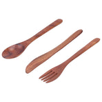3PCS Wooden Tableware Sets Portable Fork Knife Spoon Cutlery Kitchen Dinnerware Accessories