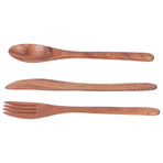 3PCS Wooden Tableware Sets Portable Fork Knife Spoon Cutlery Kitchen Dinnerware Accessories