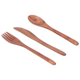 3PCS Wooden Tableware Sets Portable Fork Knife Spoon Cutlery Kitchen Dinnerware Accessories