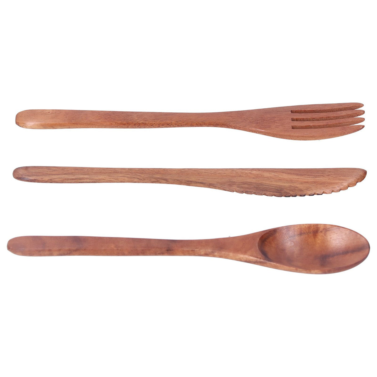 3PCS Wooden Tableware Sets Portable Fork Knife Spoon Cutlery Kitchen Dinnerware Accessories