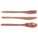 3PCS Wooden Tableware Sets Portable Fork Knife Spoon Cutlery Kitchen Dinnerware Accessories